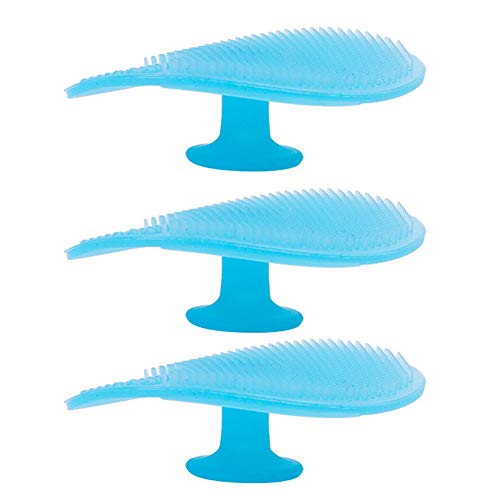 Depuradores silicón de la cara del baño del bebé de silicona costra láctea cepillo de limpieza facial cepillo de limpieza del cojín suave masaje Cepillo para Baby Blue 3 piezas