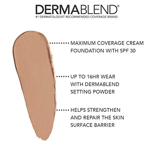 Dermablend Professional Cover Creme - Full Coverage, All-Day Hydrating Cream Foundation - Dermatologist-Created, Fragrance-Free, Allergy-Tested - Broad Spectrum SPF 30-35W Tawny Beige - 1 oz.