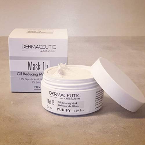 Dermaceutic Mask 15 - Mascarilla facial que controla la grasitud y el sebo - Mascarilla de arcilla de bentonita, ácido glicólico y ácido salicílico - Limpieza profunda de poros - 50 ml