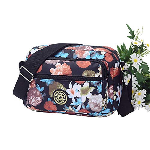 Desconocido Multi Pocket Messenger Bag,Cell Phone Ladies Handbags Shoulder Bag for Women,Colorful Flower Pattern Bag for Womens Travel Hiking Shopping