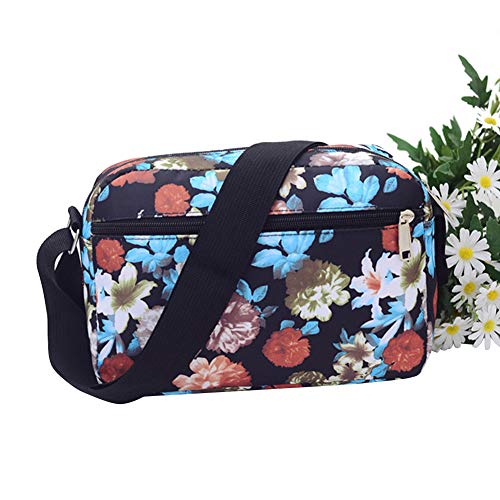 Desconocido Multi Pocket Messenger Bag,Cell Phone Ladies Handbags Shoulder Bag for Women,Colorful Flower Pattern Bag for Womens Travel Hiking Shopping