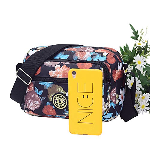 Desconocido Multi Pocket Messenger Bag,Cell Phone Ladies Handbags Shoulder Bag for Women,Colorful Flower Pattern Bag for Womens Travel Hiking Shopping