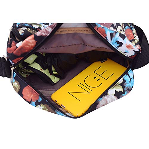 Desconocido Multi Pocket Messenger Bag,Cell Phone Ladies Handbags Shoulder Bag for Women,Colorful Flower Pattern Bag for Womens Travel Hiking Shopping