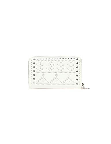 Desigual Mone_Azabache - Cartera con Cremallera para Mujer, Color Blanco, Talla 2x9x15 cm (B x H x T)