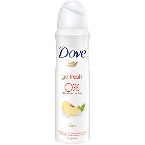 Desodorante Dove en spray de melocotón y limón, 0% de sales de aluminio, 6 x 150 ml