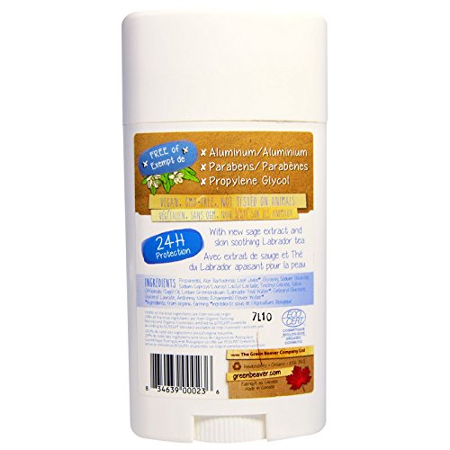 Desodorante natural, sin perfume, 1,76 oz (50 g) - verde del castor