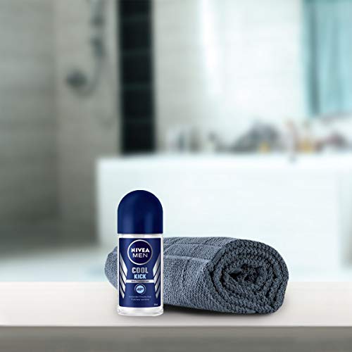 Desodorante Nivea Men Cool Kick Roll-On (50 ml), antitranspirante para una sensación refrescante de la piel, desodorante con protección de 48 h