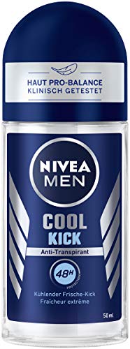 Desodorante Nivea Men Cool Kick Roll-On (50 ml), antitranspirante para una sensación refrescante de la piel, desodorante con protección de 48 h