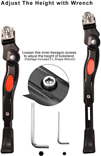 DEWEL Pata de Cabra para Bicicleta Aluminio Aleación Soporte Ajustable del Retroceso de Caballete Lateral Antideslizante