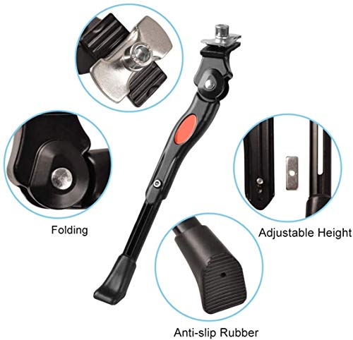 DEWEL Pata de Cabra para Bicicleta Aluminio Aleación Soporte Ajustable del Retroceso de Caballete Lateral Antideslizante