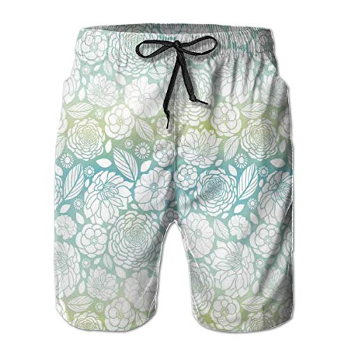 DHNKW Boys Swimming Shorts Funny Printed,Soft Toned Blossom Petals Essence Beauty Fragrance Leaves Anniversary,Quick Dry Beach Board Trunks with Mesh Lining,XL