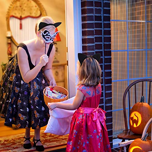 Diadema de orejas de gato, 2 piezas de aro para mujeres y niñas, orejas de gato, diadema para el pelo, disfraz de fiesta (negro)