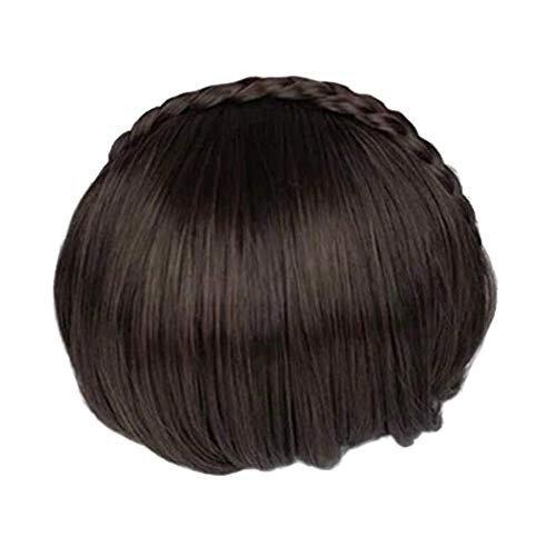 Diadema Secret Bang & Braid Diadema con flecos de pelo sintético con postizo trenzado ， Peluca con diadema de fibra química con flequillo trenzado de doble hebra (Marrón-negro)