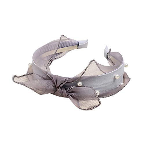 Diademas Nudo de moda mujer Cintas,2019 Nuevo Japón y Corea del Sur perla Brote Seda Pantalla Hilado Arco Variedad Personalidad Color Diadema (Negro)