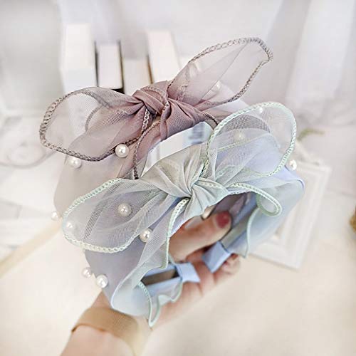 Diademas Nudo de moda mujer Cintas,2019 Nuevo Japón y Corea del Sur perla Brote Seda Pantalla Hilado Arco Variedad Personalidad Color Diadema (Negro)