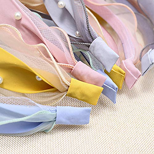 Diademas Nudo de moda mujer Cintas,2019 Nuevo Japón y Corea del Sur perla Brote Seda Pantalla Hilado Arco Variedad Personalidad Color Diadema (Negro)