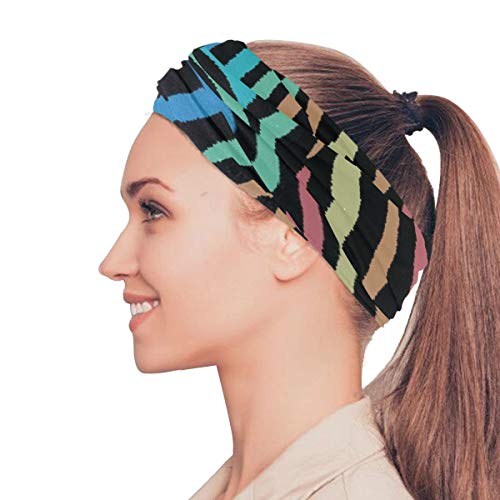 Diademas Unisex mágicas de Mecha Ancha, patrón sin Costuras de Cebra Abstracta Colorida Neon Headwear al Aire Libre Bandana Bufanda Deportiva Tubo Máscara Facial UV para Entrenamiento Yoga Correr Pol