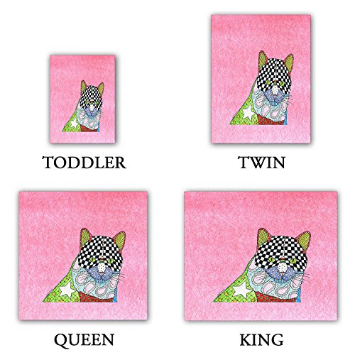 DiaNoche Designs – Juego de Funda de edredón de Sarga cepillada para Cama Doble, Queen, King por Marley Ungaro – Gato Rosa Claro para Dormitorio y Ropa de Cama Ideas