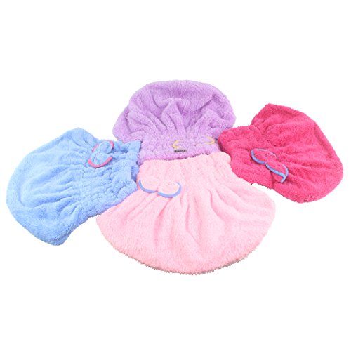 Dianoo 3PCS sombrero cabello seco, mujer linda seco gorro para el cabello, linda bowknot ultra absorbente ducha bañera tapón de SPA, cabello el secado tapa de envoltura, 3PCS (colores al azar)