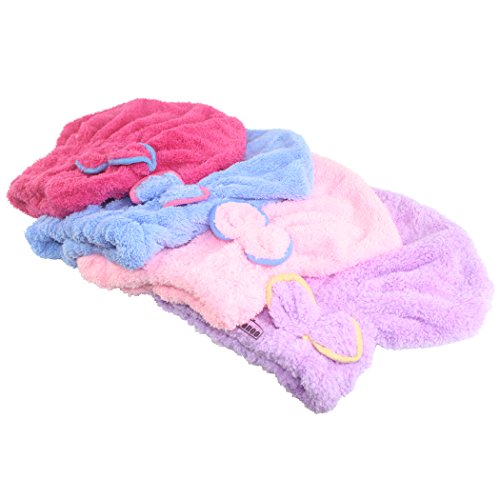 Dianoo 3PCS sombrero cabello seco, mujer linda seco gorro para el cabello, linda bowknot ultra absorbente ducha bañera tapón de SPA, cabello el secado tapa de envoltura, 3PCS (colores al azar)