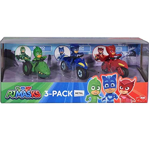Dickie- PJ Mask 3 Motos de Juguete con Personaje, Multicolor (3143003)