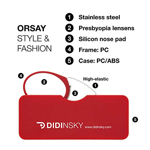DIDINSKY Gafas de lectura sin patillas graduadas para hombre y mujer transparentes. Gafas de presbicia para hombre y mujer retro o vintage para vista cansada. Orange +3.0 – ORSAY