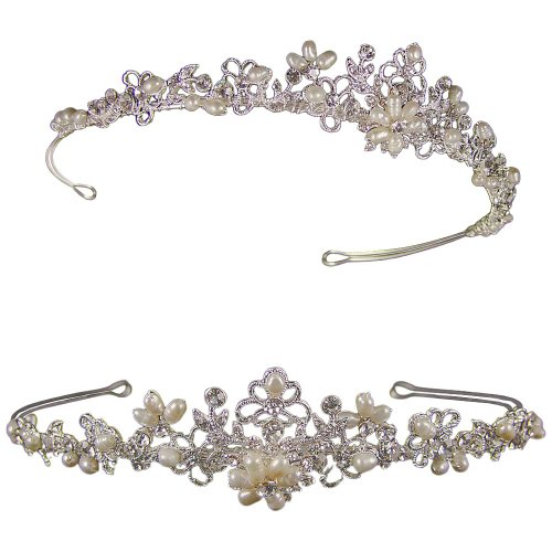 Diseño de mujer decoración de piedras brillantes y sistema de limpieza de la perla de diseño con texto en inglés y corona (de plata de ley con baño de oro de) (e2049ts)