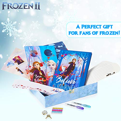 Disney Frozen 2 Diario Secreto Niña con Candado, Caja Sorpresa con Accesorios de Regalo Pegatinas, Princesas Disney Elsa Anna El Reino del Hielo, Regalos para Niñas Cumpleaños Navidad