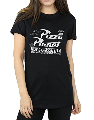 Disney mujer Toy Story Pizza Planet Logo Camiseta Del Novio Fit Large Negro