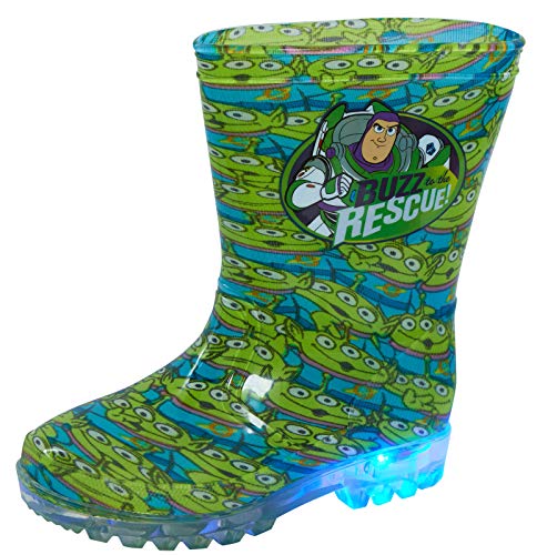 Disney Toy Story Light Up Wellington Botas Niños Buzz Aliens Lluvia Nieve Luces intermitentes Unisex Wellies, color Verde, talla 25 EU