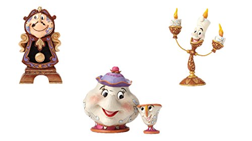 Disney Traditions Mrs Potts & Chip, Cogswoth and Lumiere Figurine Set