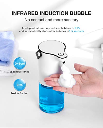 Dispensador Automático de Jabón, HAMSWAN Dispensador de Jabón Electronico 320ML, Dispensador de Espuma de Jabón con 2 Modos de Espuma, Sensor Inteligente Para Hogar, Oficina, Baño y Otros Lugares