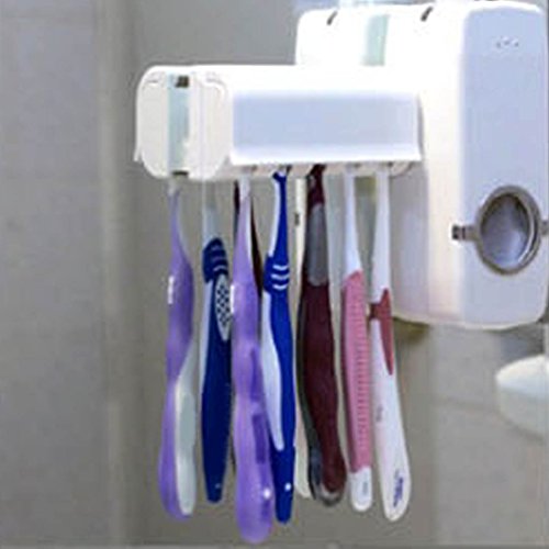 Dispensador de pasta de dientes automático con soporte para cepillo de dientes para montar en pared