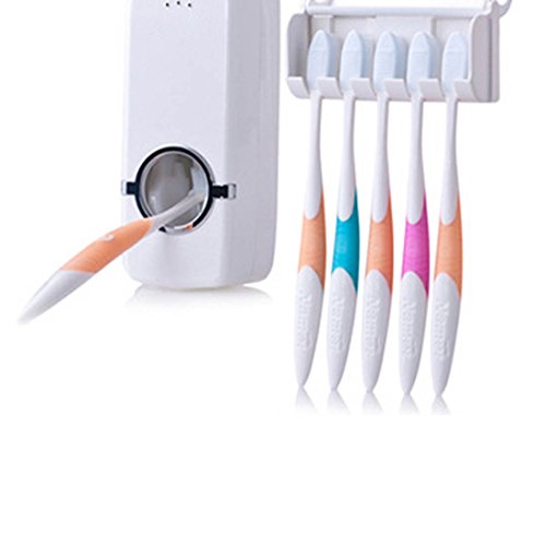 Dispensador de pasta de dientes automático con soporte para cepillo de dientes para montar en pared