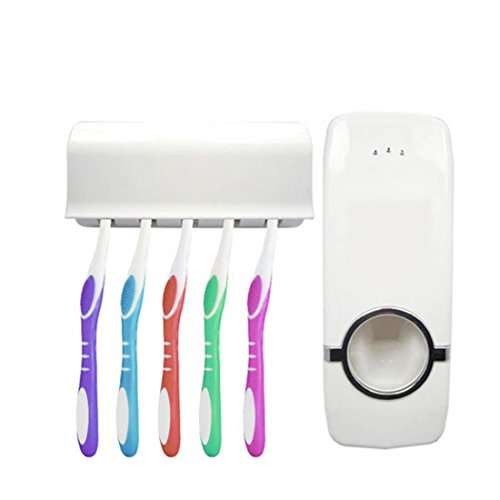 Dispensador de pasta de dientes automático con soporte para cepillo de dientes para montar en pared