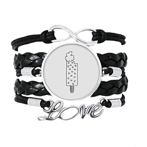 DIYthinker Contorno Negro corazón paletas de Helado Pulsera de Amor Adorno de Cuero Torcido Hilo de muñeca