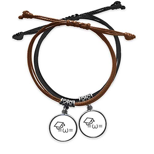 DIYthinker Face I Love Study Expression Pulsera de doble cuerda de cuero para pareja, juego de regalo