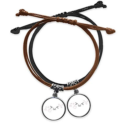 DIYthinker Face Love You Expression - Pulsera doble de piel con cuerda para parejas