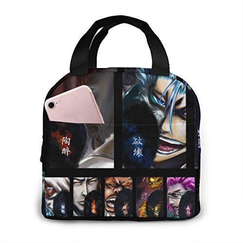 DJNGN Bleach Espada Zommari Rureaux Nnoitra Gilga Grimmjow Jaegerjaquez Bolsa de almuerzo aislada reutilizable Caja de asas más fría Preparación de comidas para hombres y mujeres Trabajo Picnic o via