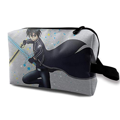 DJNGN Bolsa de maquillaje Bolsa de cosméticos Sword Art Online Kirito The Black Swordsman Bolsa multifuncional Kit de viaje Bolsa de almacenamiento
