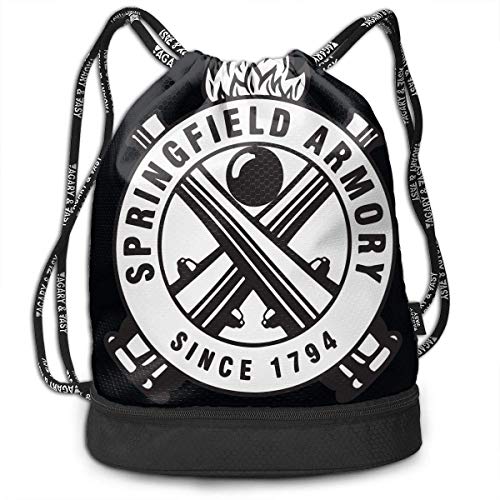 DJNGN Mochila con cordón, Bolsa Deportiva, Mochila Escolar, Mochila para Hombres, Mujeres, niños, Springfield Armory Desde 1794