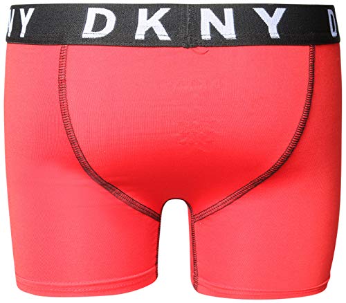 DKNY Boy\'s Active Performance Boxer Brief Underwear, (4 Pack) (Small/7-8, Red/Black)'