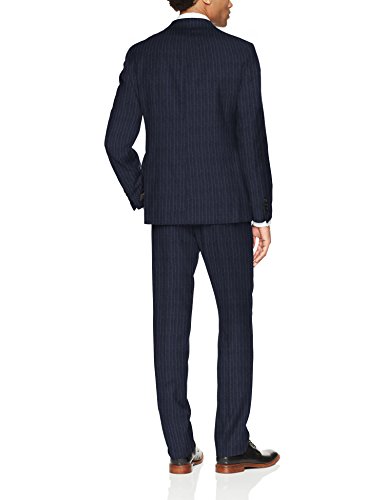 DKNY Hombre Manga Larga Juego de pantalón de traje de negocios - Azul - 58 ES largo