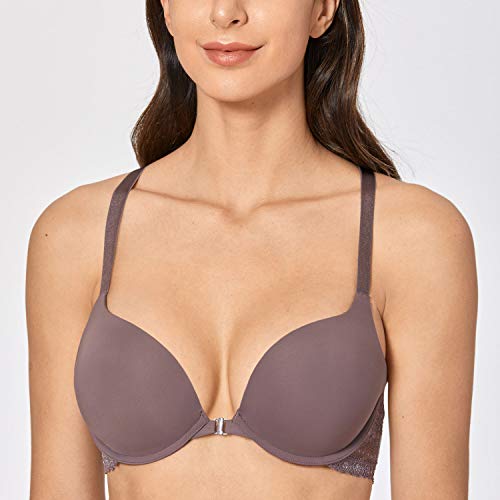 DOBREVA Sujetador Invisible Push Up con Aros con Relleno para Mujer Colorete de Cacao 90D