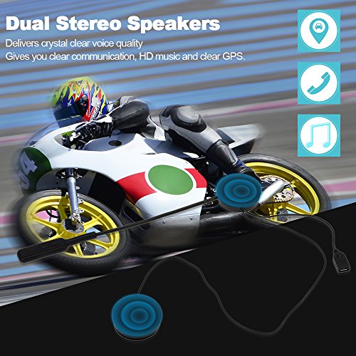 Docooler Auriculares Motocicleta Cascos Bluetooth 4.0 Cascos Inalambricos, Altavoces Duales Estéreo Manos Libres con Micrófono Auriculares para Teléfonos Inteligentes Dispositivos Compatibles