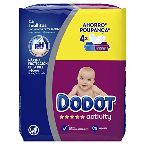 Dodot Activity -Toallitas para bebé, 4 paquetes de 54 unidades, Total: 216 toallitas