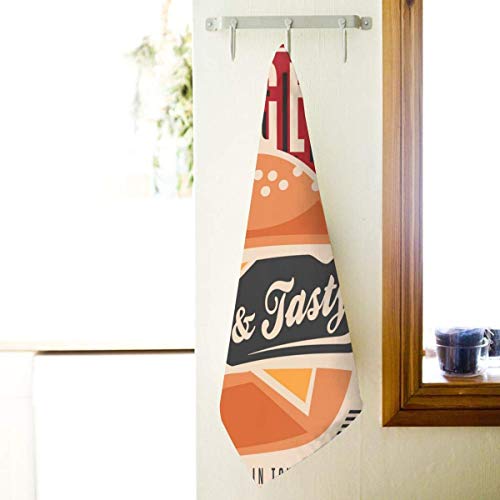 DoDoUp Toalla de Mano Toallas Retro Metal Sign Burger Microfiber Polyester Kitchen Towel,27.5 X 15.7 Inch Dish Towel Soft & High Absorbent Bathroom Bath Hand Towels