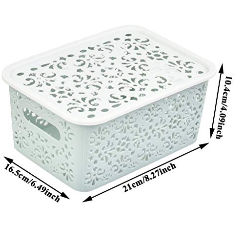 DODUOS 3 pcs Cestas de Almacenaje Multiuso con Tapas Cestas de Plástico Cajas Organizadoras para Cocina Baño