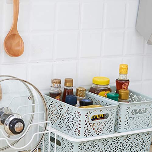 DODUOS 3 pcs Cestas de Almacenaje Multiuso con Tapas Cestas de Plástico Cajas Organizadoras para Cocina Baño