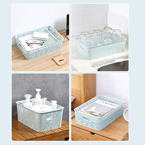 DODUOS 3 pcs Cestas de Almacenaje Multiuso con Tapas Cestas de Plástico Cajas Organizadoras para Cocina Baño